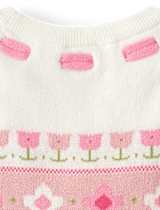 Girls Floral Fairisle Peplum Sweater Dress - Blushing Blooms