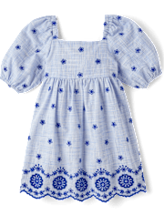 Girls Eyelet Shift Dress - Italian Riviera
