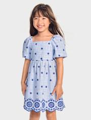 Girls Eyelet Shift Dress - Italian Riviera