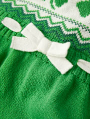 Girls Shamrock Fairisle Sweater Dress - Little Leprechaun