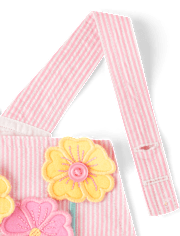 Girls Floral Applique Seersucker Skirtall - Garden Party