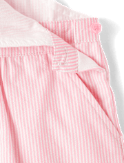 Girls Floral Applique Seersucker Skirtall - Garden Party