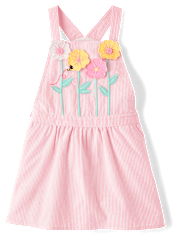 Girls Floral Applique Seersucker Skirtall - Garden Party