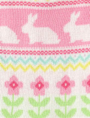 Girls Bunny Fairisle Sweater Dress - Garden Party
