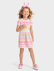 Girls Bunny Fairisle Sweater Dress - Garden Party