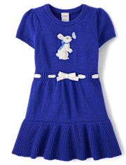 Robe pull à basque motif lapin pour fille - Blue Belle