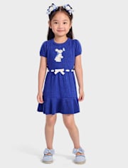 Robe pull à basque motif lapin pour fille - Blue Belle