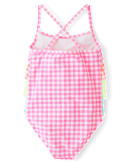 Girls Gingham Ruffle One Piece Swimsuit - Swim