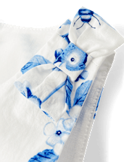 Girls Mommy And Me Floral Bird Bow Fit And Flare Dress - Blue Belle