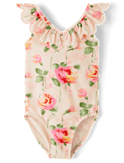 Girls Floral Eyelet One Piece Swimsuit - Swim