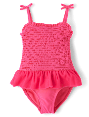 Girls Smocked Tutu One Piece Swimsuit - Swim