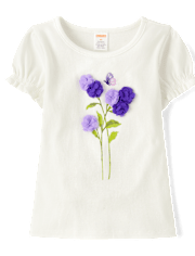 Girls Embroidered Floral Top - Lavender Fields