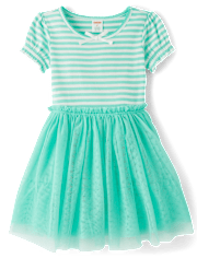 Girls Striped Fit And Flare Dress - Little Essentials