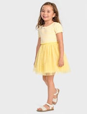 Girls Striped Fit And Flare Dress - Little Essentials