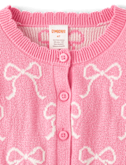 Girls Bow Cardigan - Blushing Blooms