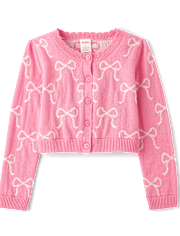 Girls Bow Cardigan - Blushing Blooms