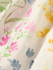 Girls Floral Smocked Ruffle Top - Garden Party