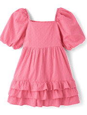 Girls Bow Ruffle Dress - Blushing Blooms