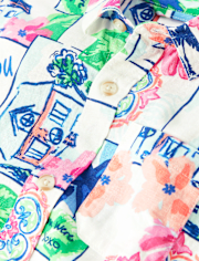 Boys Dad And Me Vacation Linen-Blend Button Up Shirt - Italian Riviera