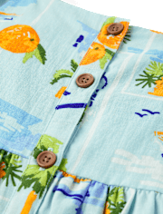 Girls Travel Linen-Blend Tiered Dress - Swim