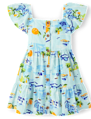 Girls Travel Linen-Blend Tiered Dress - Swim