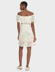 Womens Mommy And Me Floral Ruffle Off Shoulder Dress - Garden Party