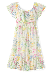 Womens Mommy And Me Floral Ruffle Off Shoulder Dress - Garden Party