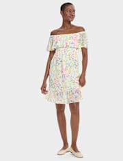 Womens Mommy And Me Floral Ruffle Off Shoulder Dress - Garden Party