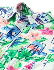Chemise boutonnée en lin mélangé pour homme, motif « papa et moi » - Riviera italienne