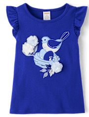 Haut brodé à motif oiseaux flottants pour fille - Blue Belle