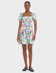 Robe à smocks en lin mélangé pour femme, motif « Maman et moi » - Riviera italienne
