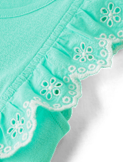 Girls Eyelet Flutter Top - Little Essentials