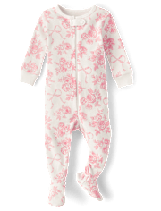 Baby Girls Mommy And Me Floral Snug Fit Cotton Footed One Piece Pajamas - Gymmies