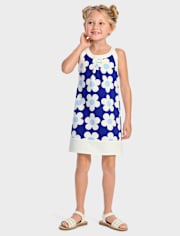 Robe droite fleurie dos nu pour fille - Blue Belle