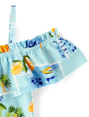 Girls Travel Off Shoulder One Piece Swimsuit - Swim