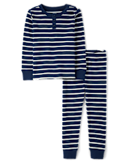 Kids Striped Snug Fit Cotton Pajamas - Gymmies