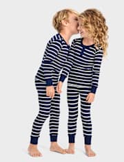 Kids Striped Snug Fit Cotton Pajamas - Gymmies