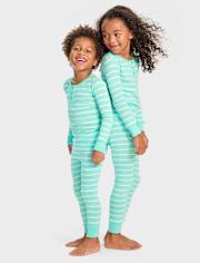 Kids Striped Snug Fit Cotton Pajamas - Gymmies