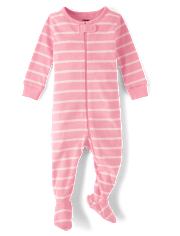Baby Striped Snug Fit Cotton Footed One Piece Pajamas - Gymmies