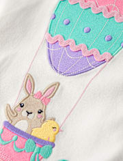 Girls Embroidered Bunny Top - Garden Party