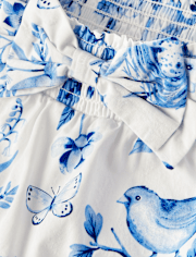 Girls Floral Bow Skort - Blue Belle