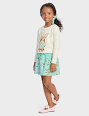 Girls Floral Bird Bow Skort - Spring Celebrations