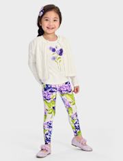 Girls Hydrangea Leggings - Lavender Fields