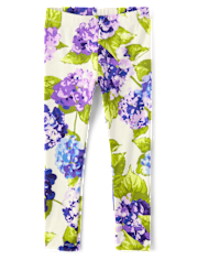 Girls Hydrangea Leggings - Lavender Fields