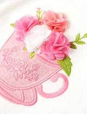 Girls Embroidered Floral Top - Blushing Blooms
