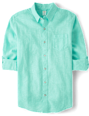 Mens Dad And Me Linen-Blend Button Up Shirt
