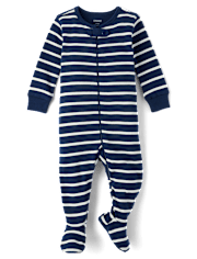 Baby Striped Snug Fit Cotton Footed One Piece Pajamas - Gymmies