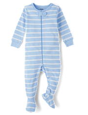 Baby Striped Snug Fit Cotton Footed One Piece Pajamas - Gymmies
