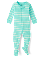 Baby Striped Snug Fit Cotton Footed One Piece Pajamas - Gymmies