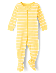 Baby Striped Snug Fit Cotton Footed One Piece Pajamas - Gymmies